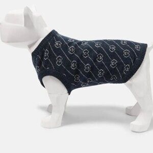Gucci NWT blue jacquard dog sweater $395 retail - Medium